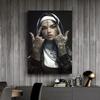 Sexy Tattoo Machine Gun Nun Poster Print Christian Smoking Nun Canvas Painting Living Room Background Wall Home Decoration