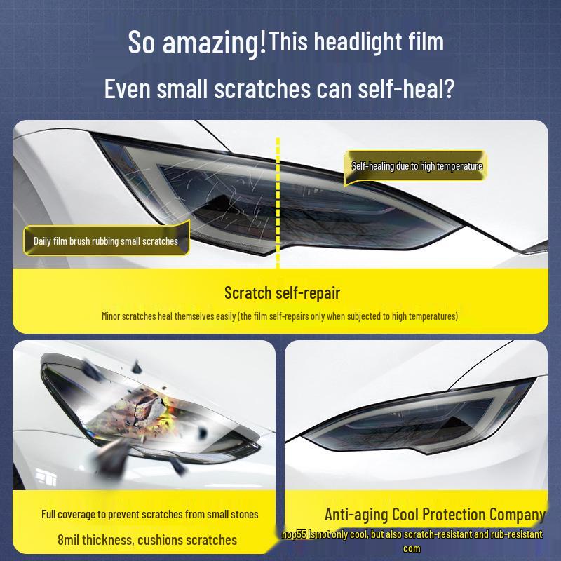 Tesla Model 3/Y/X/S Smoked Headlight & Taillight Protection Film