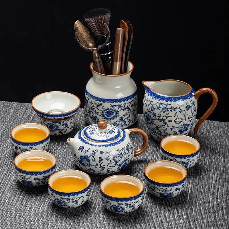 Xishi Ceramic Tea Set with Lotus Design