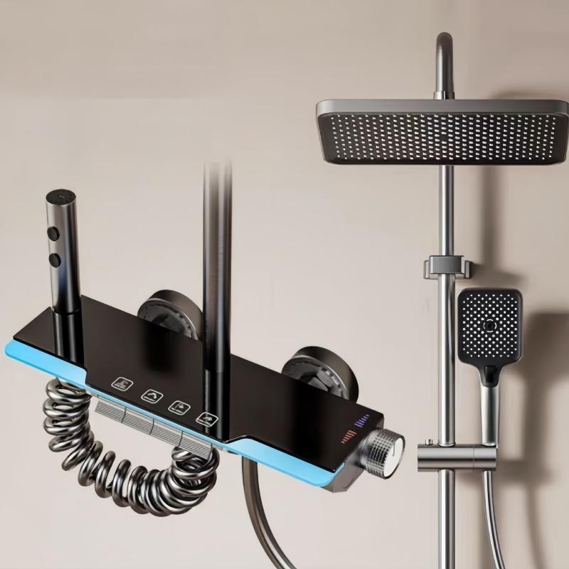 

Shower Set Ambient Light Shower System Set For Bathroom Hotel Apartment Modern Digital Temperature Display Showers Faucet Set