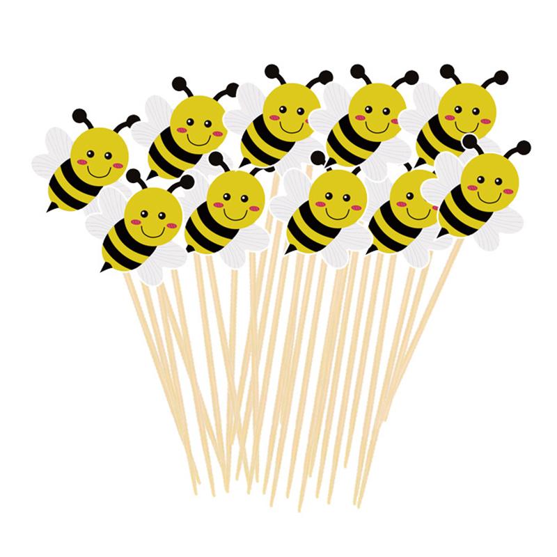 10 Stück Geburtstagsthema Papier Cup Cake Top Dekoration Biene Schmetterling und Chrysantheme Kuchendekoration Bambuspapier Auswahl