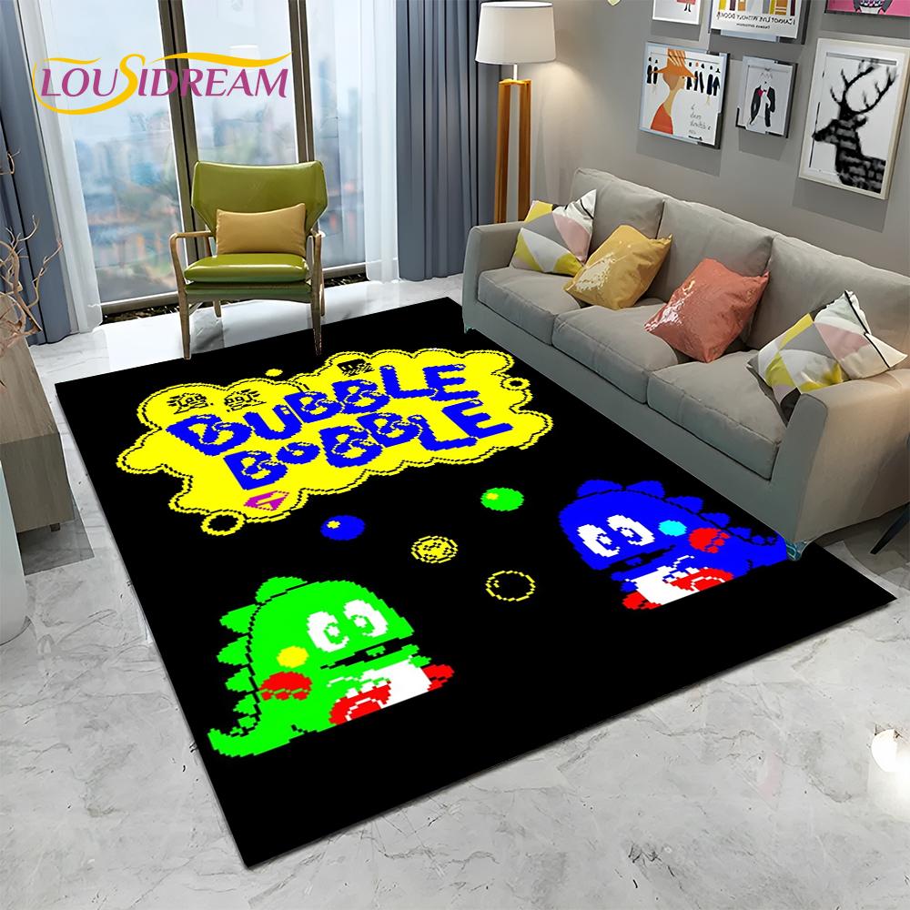 Cartoon Bubble Bobble Game Gamer Carpet Rug for Home Living Room Bedroom Sofa Doormat Decor,kid Play Area Rug Non-slip Floor Mat