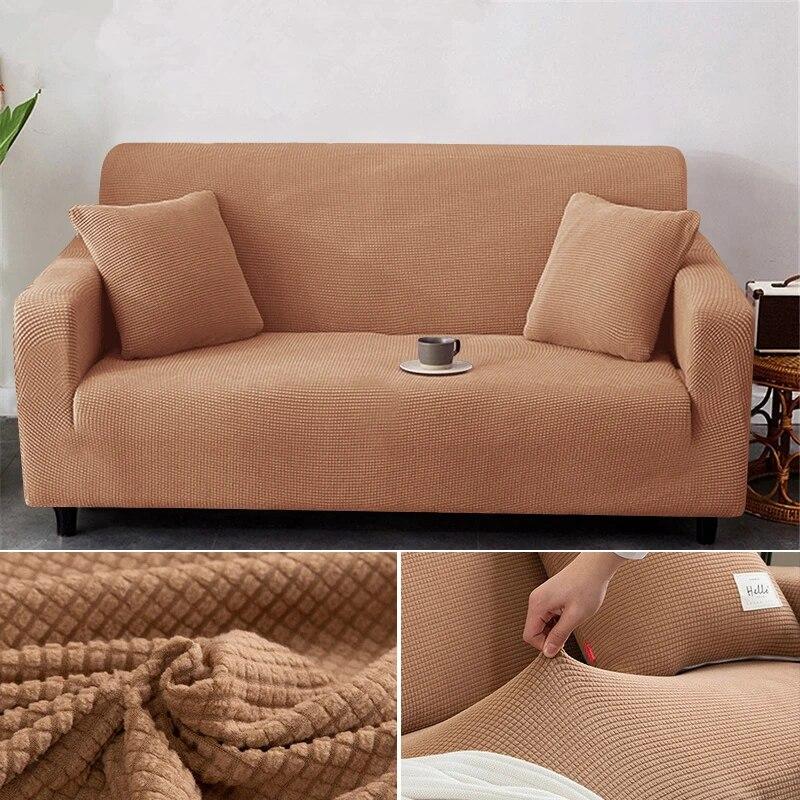 1/2/3/4 Seater Thicken Elastic Jacquard Sofa Cover Slipcover Stretch Polar Fleece L Shape Corner Sofa Covers for Living Room