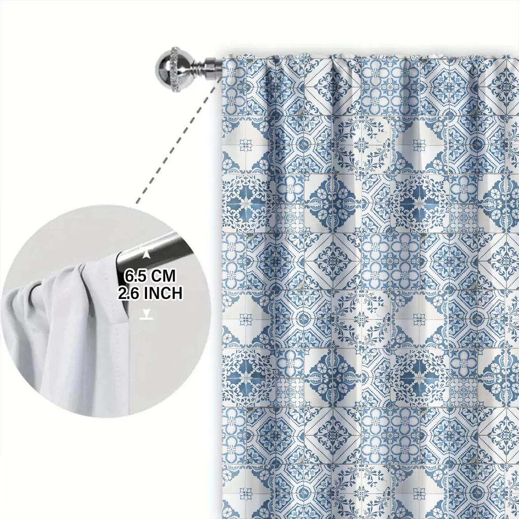 Panels Ethnic Style Pattern Splicing Printed Curtains Shade Privacy Protection Suitable Decorating Various Rooms Curtain Polyester