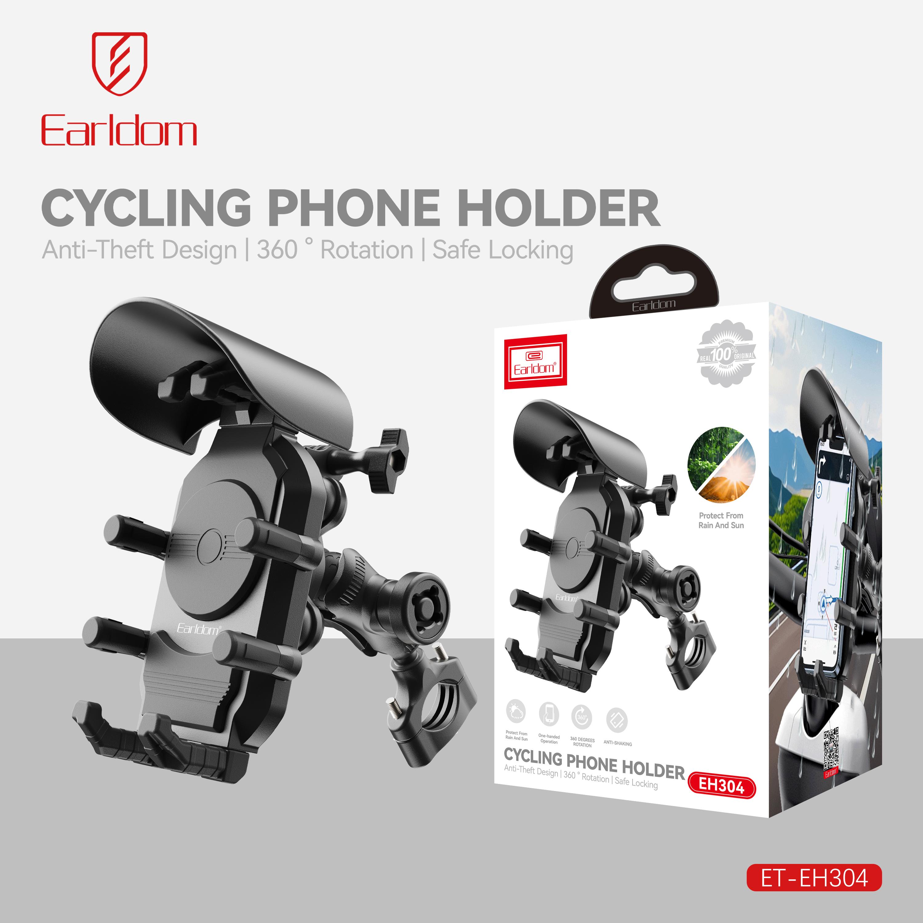 Earldom Sunproof Motorcycle Phone Holder With Anti-Vibration Damper Handlebar Cellphone Mount for Bike Bicycle Scooter Motorbike чёрный