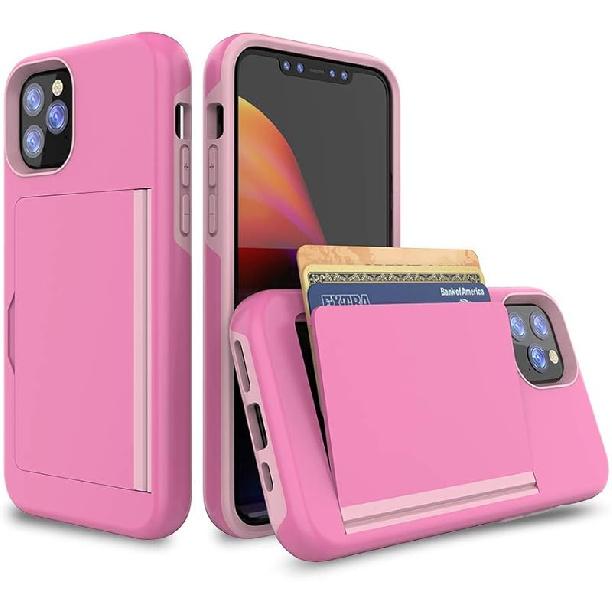 for iPhone 11 Pro Case with Card Holder,Credit Card Slot Protective Wallet Case - Black