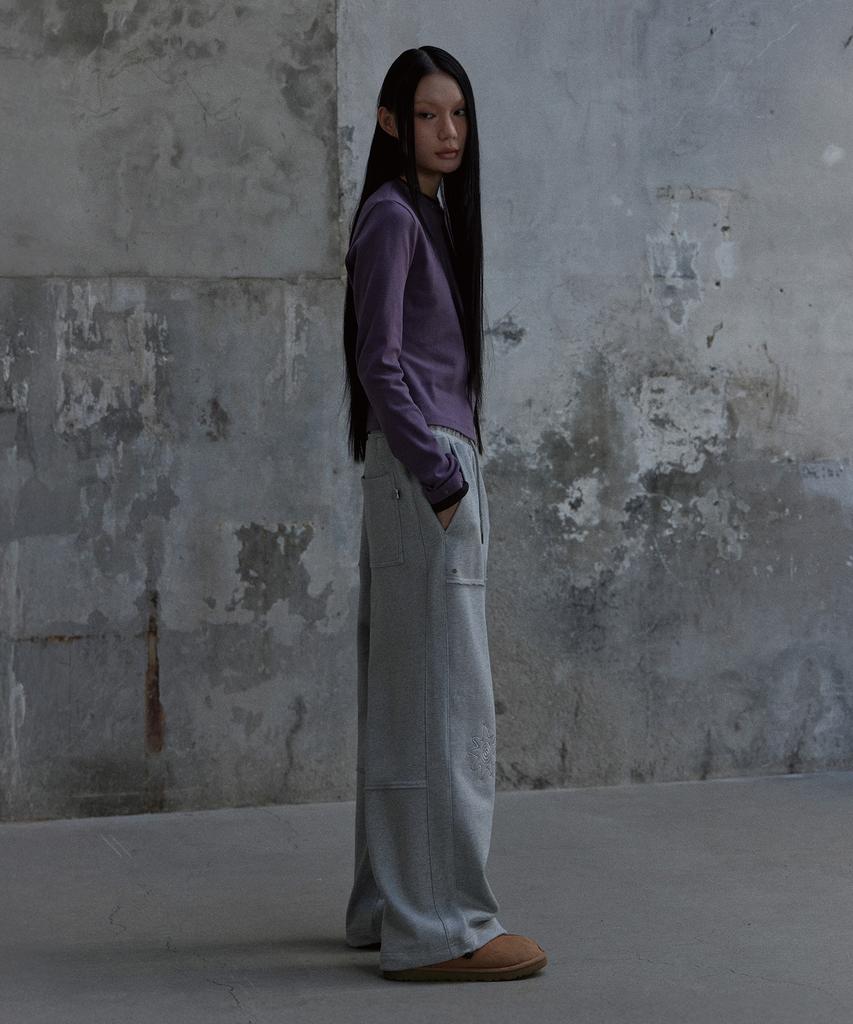Tonilolenseu Wide Symbol Logo Sweatpants Melange Grey