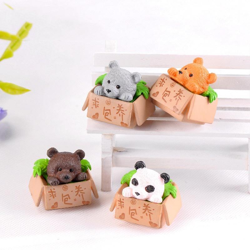4Pcs/set DIY Fairy Garden Decoration Cute Animal Panda Miniatures Mini Figures Moss Terrarium Micro Landscape