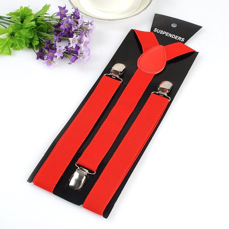 Unisex 2.5cm Y-Back Elastic Red Suspenders