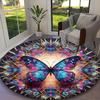 1pc General-purpose Rug, Butterfly Printed Round Rug, Comfortable Office Chair Carpet, Home Entrance Floor Mat