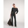 Discoglam Soft Glutinous Draping Effect Lazy Casual Slim Looking 2 Wear Oblique Shoulder 7-Point Sleeve T-shirt + Bell-Bottom Pants Women's Autumn