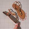 Sandali Estivi alla Moda da Donna Stile Coreano Scarpe da Tennis Casual Sandali Romani da Spiaggia Leggeri Ciabatte Rosse di Rete con Clip per Dita
