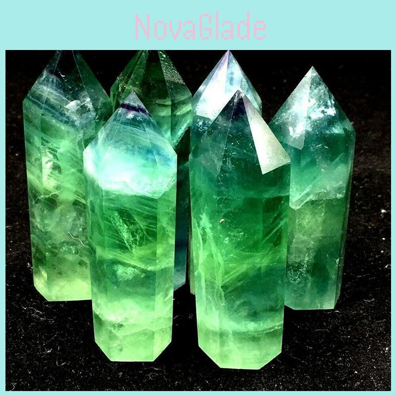 Radiant Natural Green Fluorite Quartz Crystal Point Hexagonal Wand For Healing And Reiki