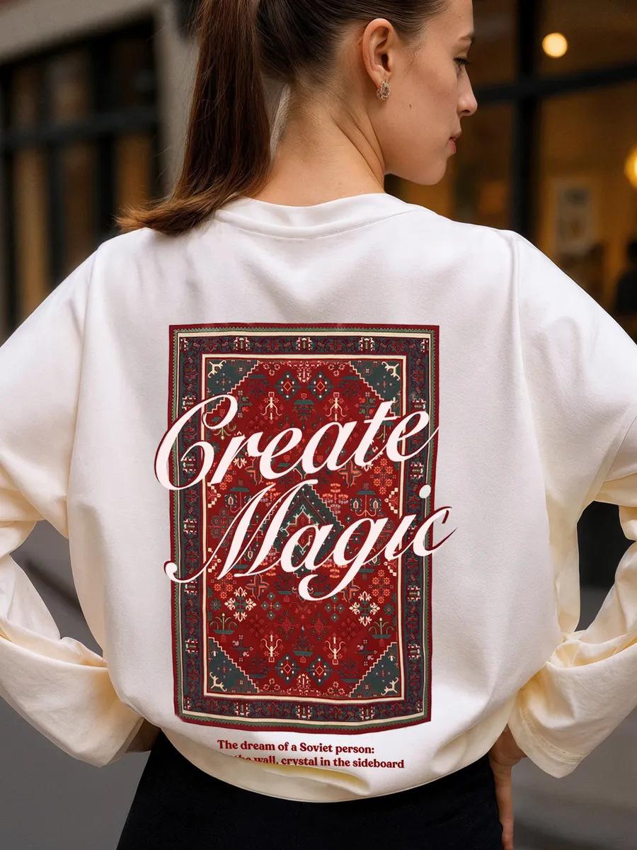 

100% cotton t-shirt American retro brand design sense printing lazy style covering meat and showing thinness popular S