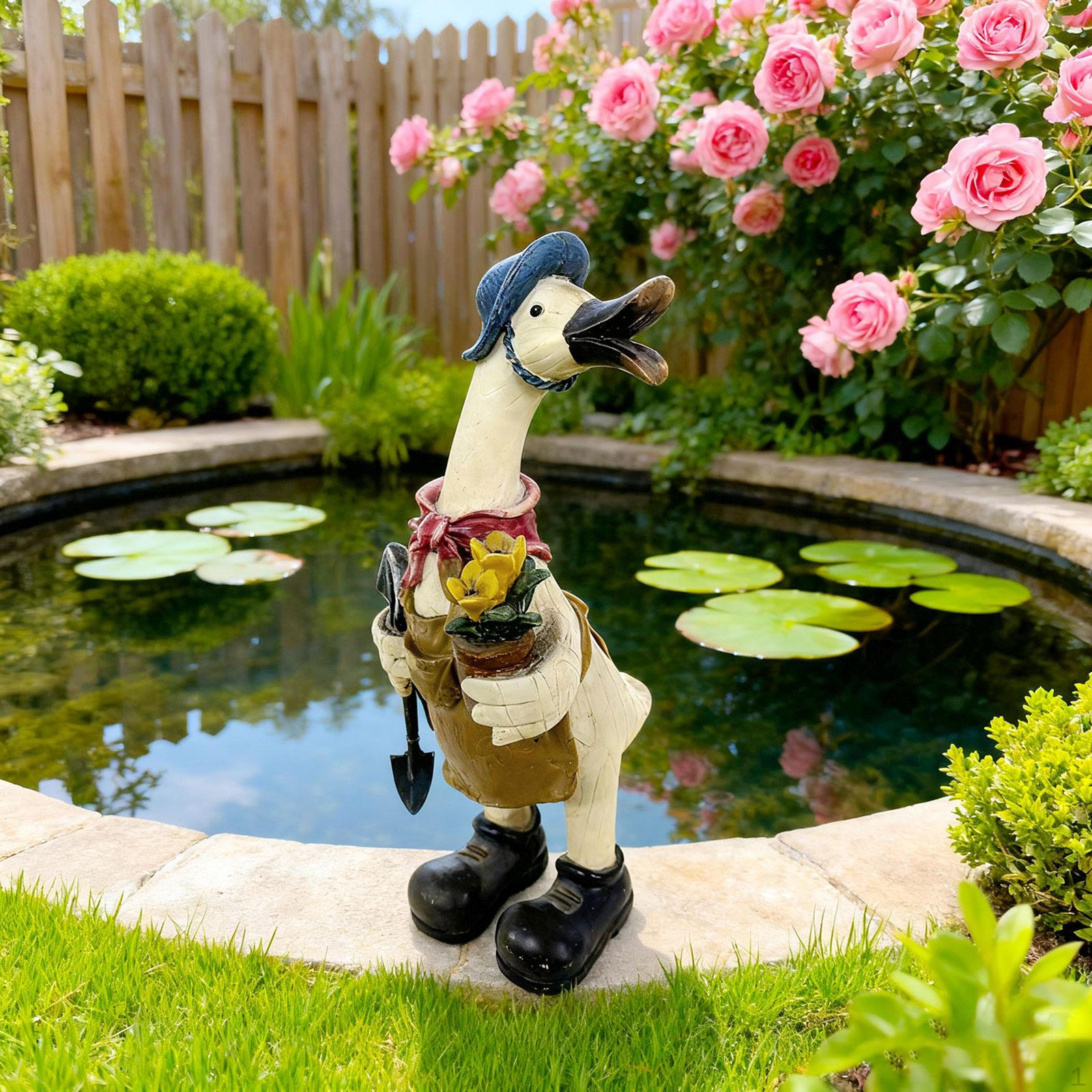 

Duck Statue Garden Accessories Animal Figurine Decor Sturdy Landscape Ornament for Office Desktop