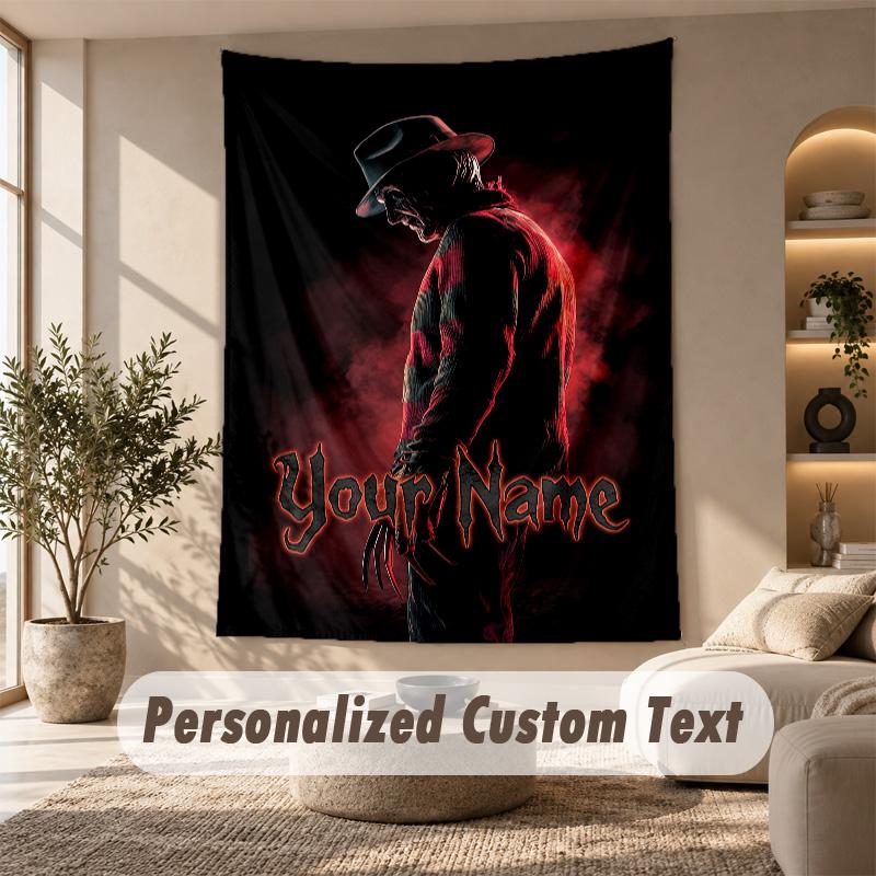 Tapestry Custom Name Text, Wall Hanging Tapestry Home Room DecorA Nightmare on Elm Street Freddy Krueger