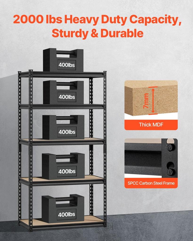 Storage Shelves 16" D X 32" W X 62.8" H 5-tier Garage Storage Shelving
