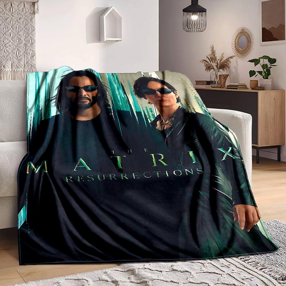 1pc The Matrix Flannel Throw Blanket - HD Printed Lightweight Soft Warm All-Season Blanket for Sofa, Bed, Travel, Camping 008