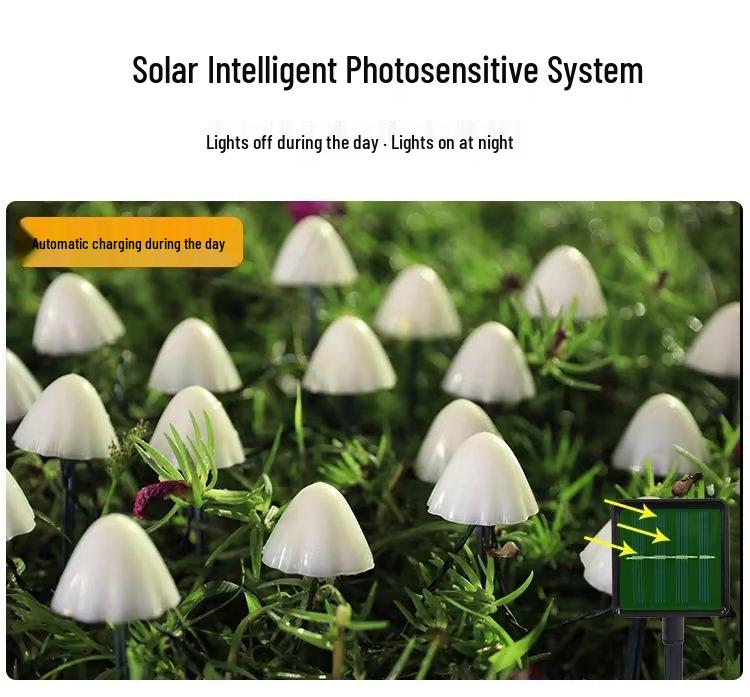Solar-Powered Waterproof LED Mushroom String Lights for Outdoor Gardens