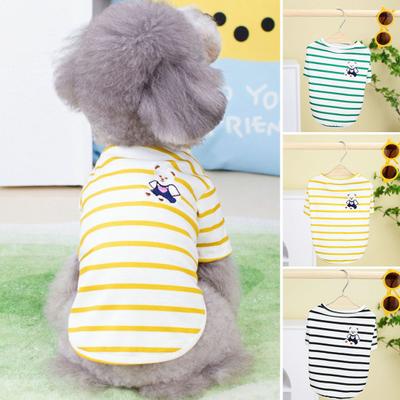 Hundeweste mit Rundhalsausschnitt, Cartoon-Bär, weich, bequem, Katzen-/Hundemuster, Haustier-Streifenbluse für den Alltag