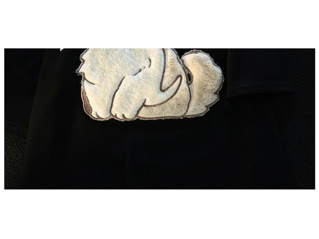 Unisex Japanisches Niedliches Katze Beflocktes Lockeres College-Stil Sommer-T-Shirt