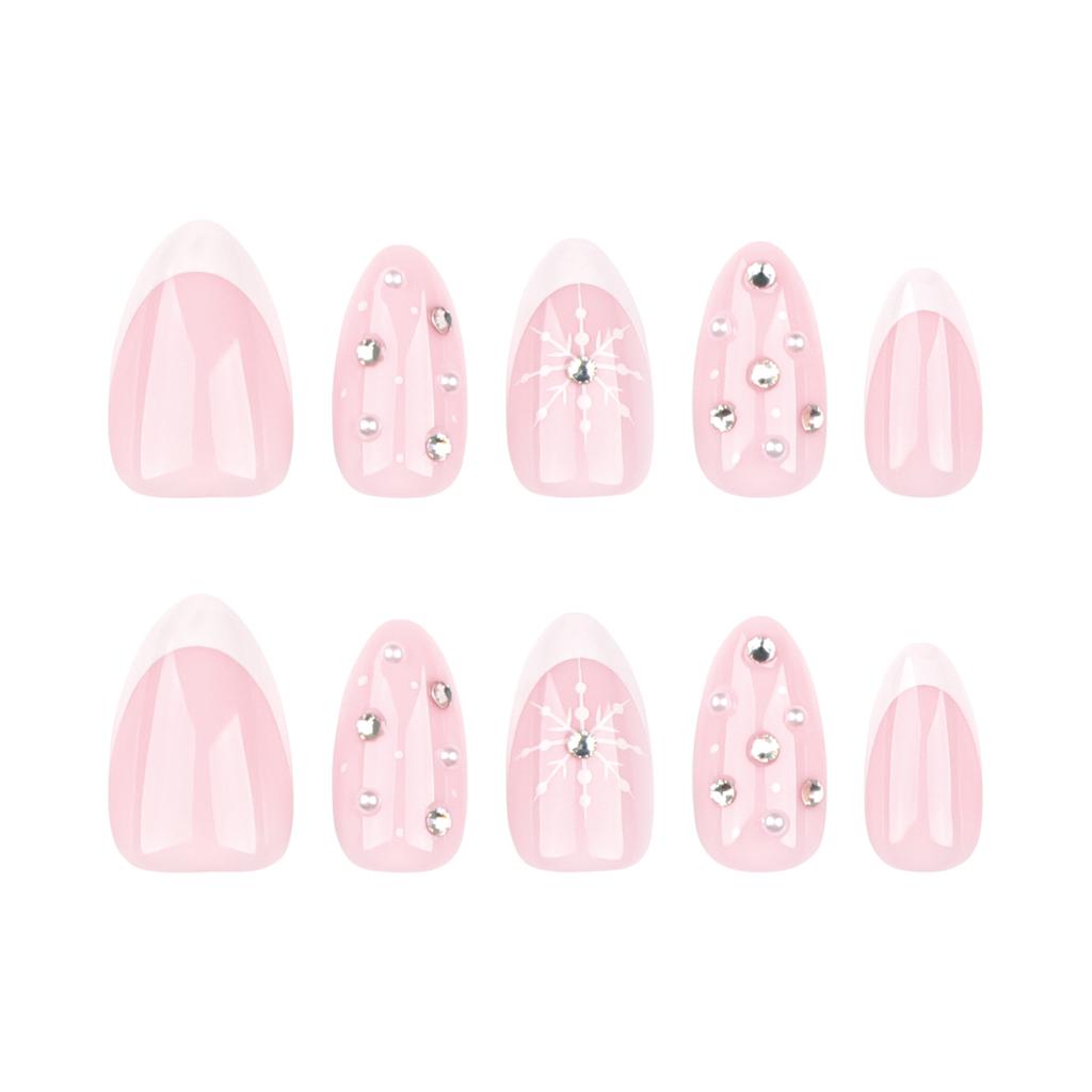 24 de bucăți Fulgul de zăpadă de Crăciun poartă unghii unghii false Hot Nail Art Flash Diamond Piesa de unghii franțuzești Unghii false