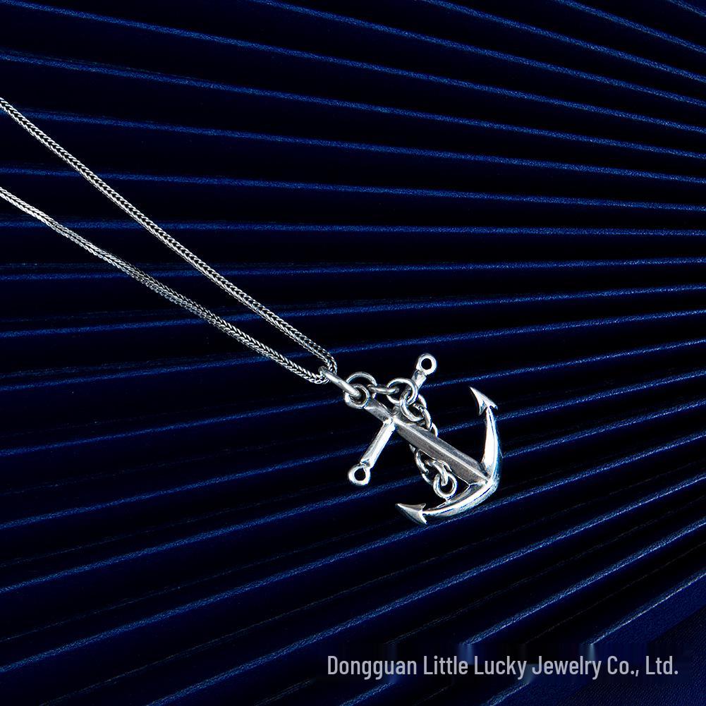 Jade Angel S925 Sterling Silver Anchor Pendant - Punk Style Unisex Couple Model