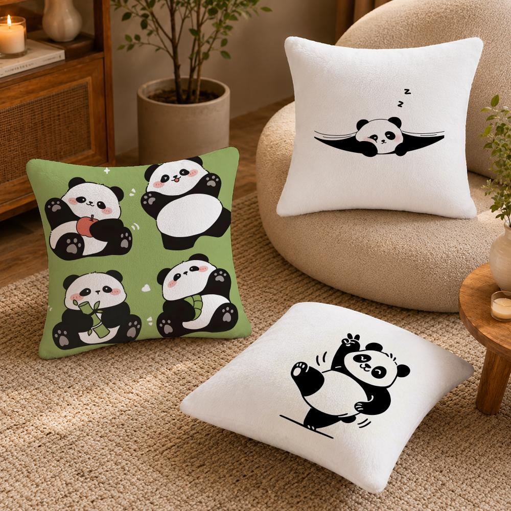 panda Cushion Cover Anti-dustmite Pillowcase Invisible zipper silky short plush Sofa cushion cover
