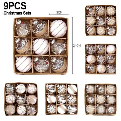9PCS 8CM Christmas Ball Ornaments Tree Decorations For Holiday Wedding Party Christmas Tree Decorations Pendants