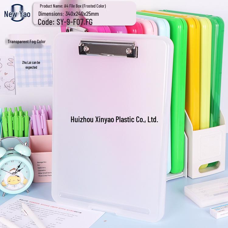 Large Capacity A4 File Box with Pen Slot & Clipboard for A5 Paper Storage