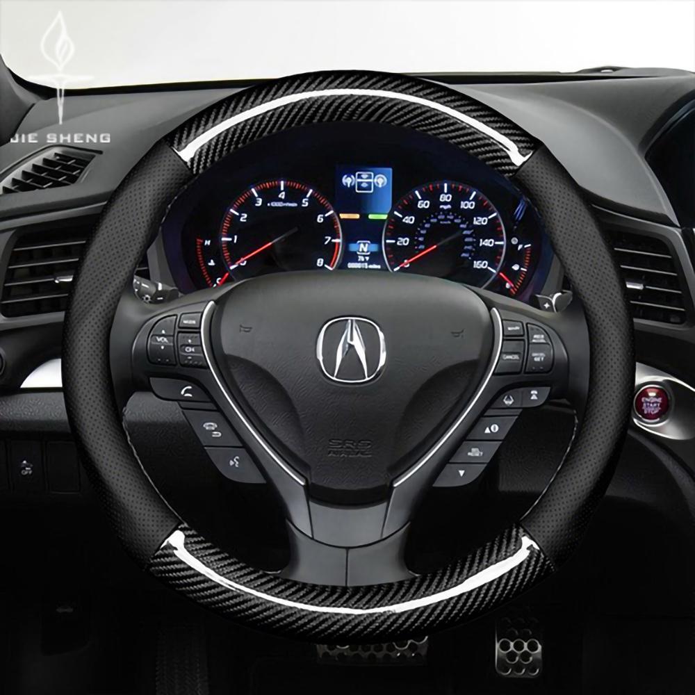 For Acura RDX TL ILX 2009-2022 MDX 2008 2009 2010 2012 2013 RSX Type-S 2002-2006 Carbon Fiber Leather Car Steering Wheel Cover