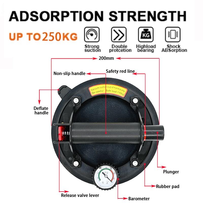 New 8 Inch 200KG-250KG Air Pump Vacuum Suction Cups Powerful Heavy-Duty Strong Hand Pump Sucker Lifted Magnets Handling Tools