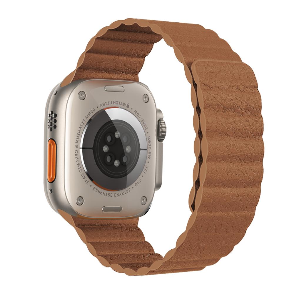 Leather loop strap for Apple Watch ultra band 49mm 44mm 40mm 38mm 42mm Magnetic bracelet iwatch series 3 4 5 se 7 8 45mm 41mm
