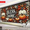 2D Rustic Fall Photography Backdrop with White and Orange Pumpkins