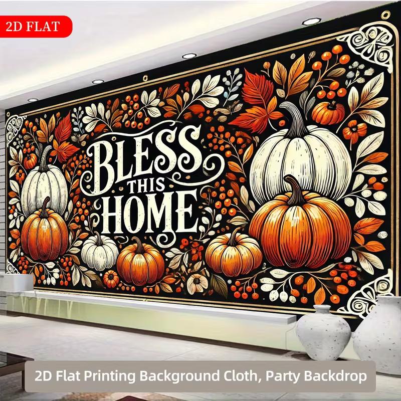 2D Rustic Fall Photography Backdrop with White and Orange Pumpkins