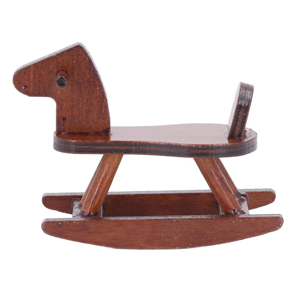 1:12 Scale Doll House Rocking Horse Doll House Wooden Rocking Horse Simulation Cockhorse for Doll House Accessory