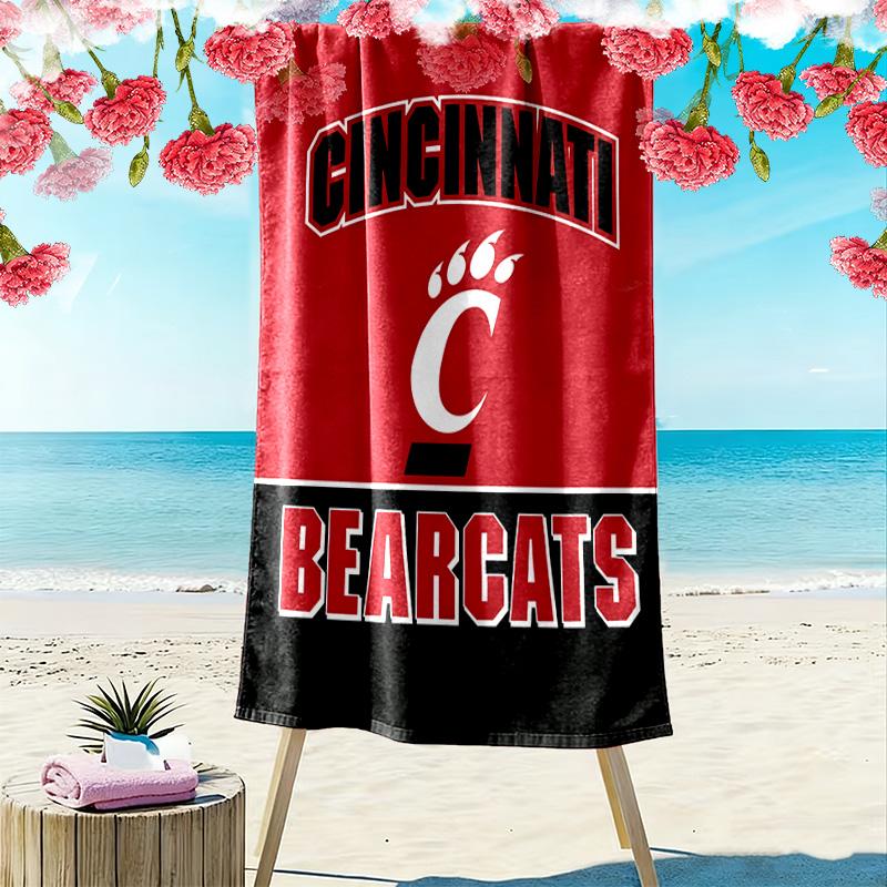 Cincinnati Bearcats Print Beach Towel, Large Soft Quick Dry Towel for Beach Camping Swimming