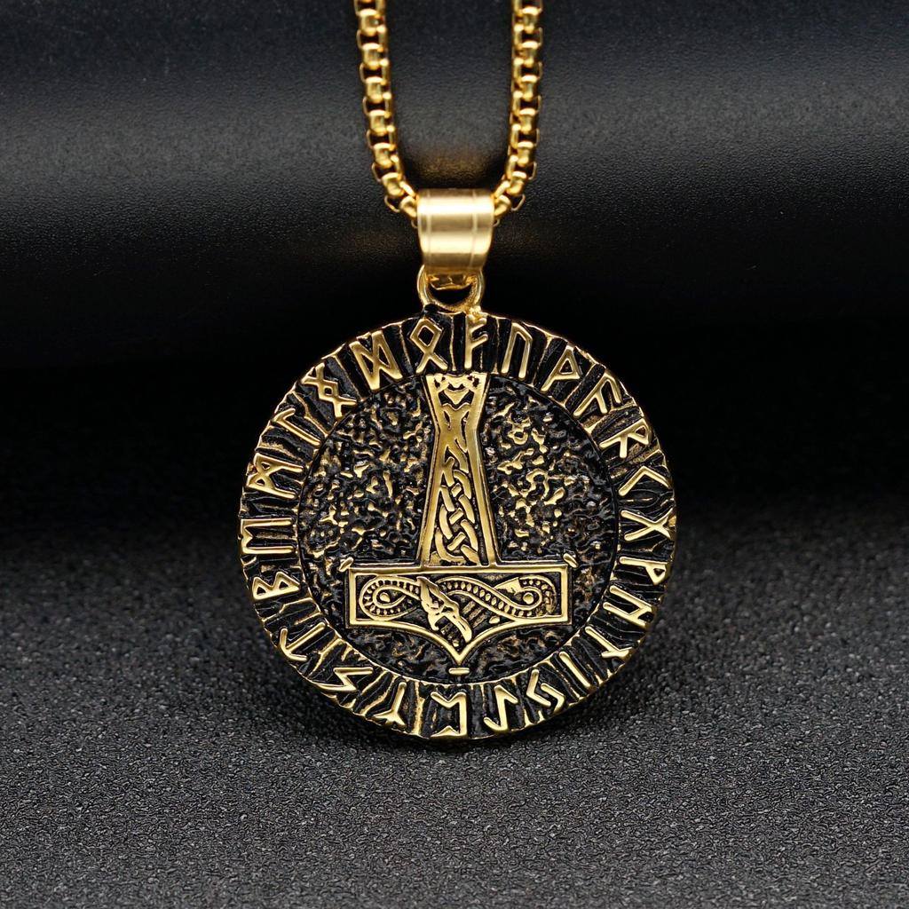 Pendant Retro Nordic Style Viking Round Brand Men's Hip Hop Versatile Necklace