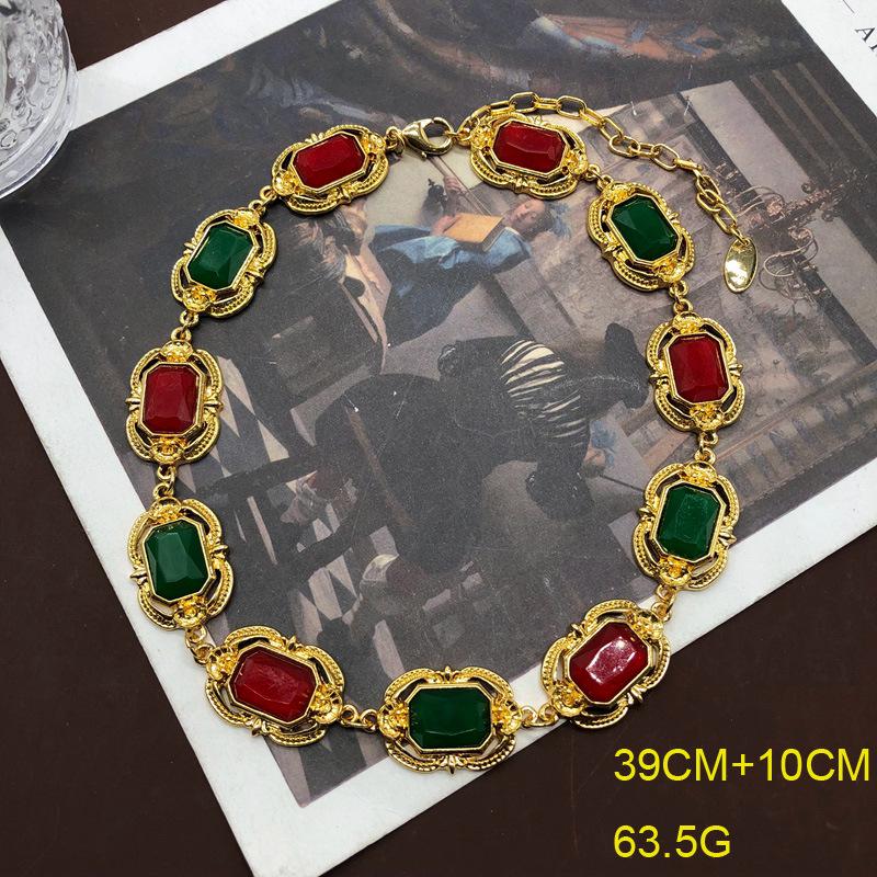 

Позолоченный комплект из винтажного ожерелья с драгоценными камнями, браслета и длинных серег с жемчугом