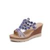 Women Summer Fashion Elegant Shoes Peep Toe Breathable Anti-slip Beach Sandals Rhinestone Slip-On Wedges Platform Sandals
