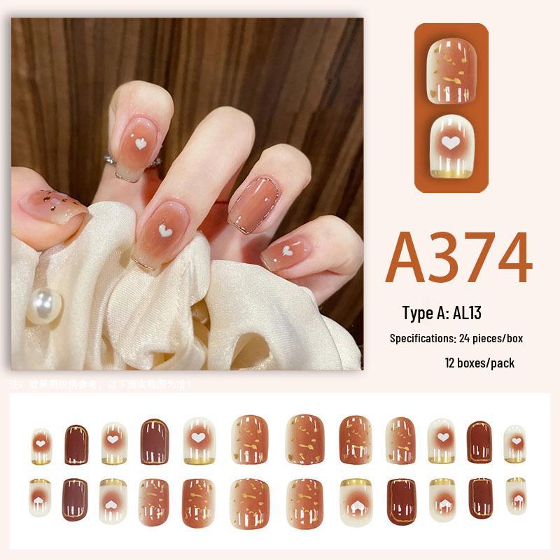 Heart Gradient Nude False Nails: Gentle, Pure, Detachable & Wearable Stickers