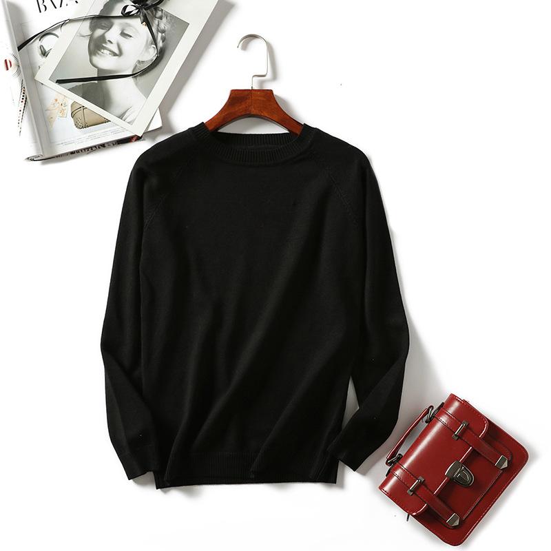 

Осенне-зимний женский свитер, простой тонкий вязаный пуловер с длинными рукавами и круглым вырезом, свитер One Size