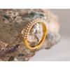 Yhpup Elegant Imitation Pearls Stainless Steel Charm Chic Ring 18K Gold Plated Waterproof Trendy Fashion Romantic Jewelry Women