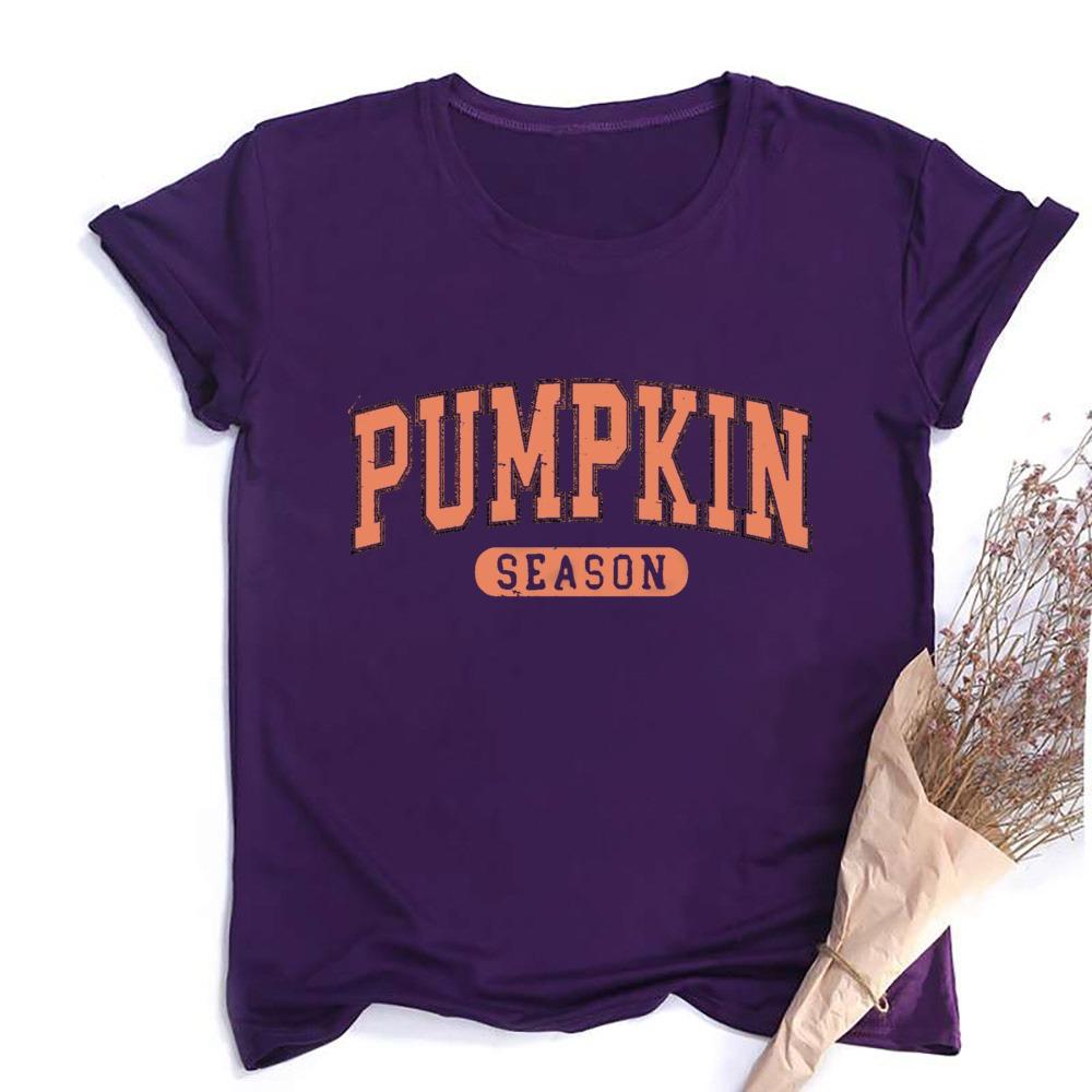 Pumpkin Season Unisex Short Sleeves Summer Autumn Female Tshirt Thanksgiving Halloween Party Female Round Neck Top Tee