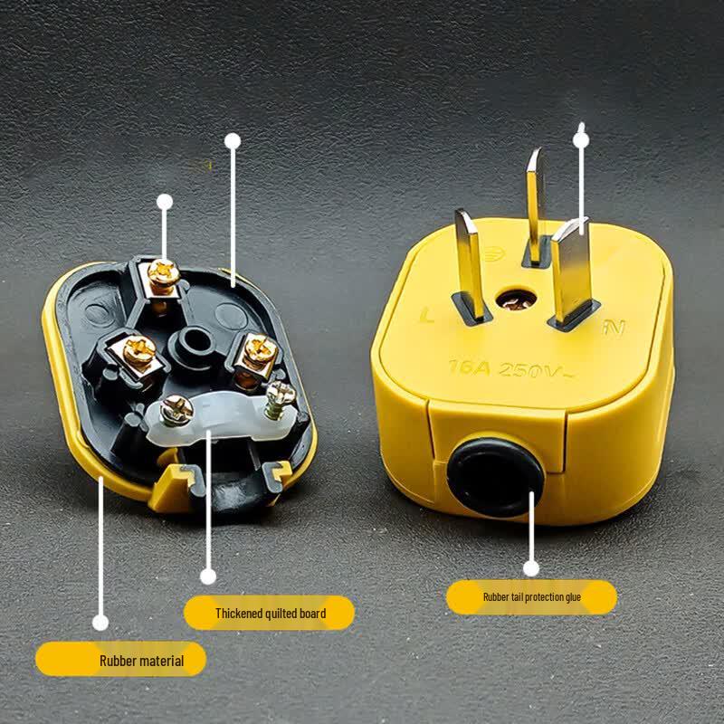 Mengdong 16A High Power Pure Copper 3-Pin Plug