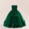 Flower Girl Princess Dress For Weddings Kid Formal Bow Long Gown For School Evening Party Children New Year Cloth