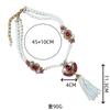 A Vintage Womens Necklace with a Zirconium Rose Fan and Pearl Tassels In Qingdao Style
