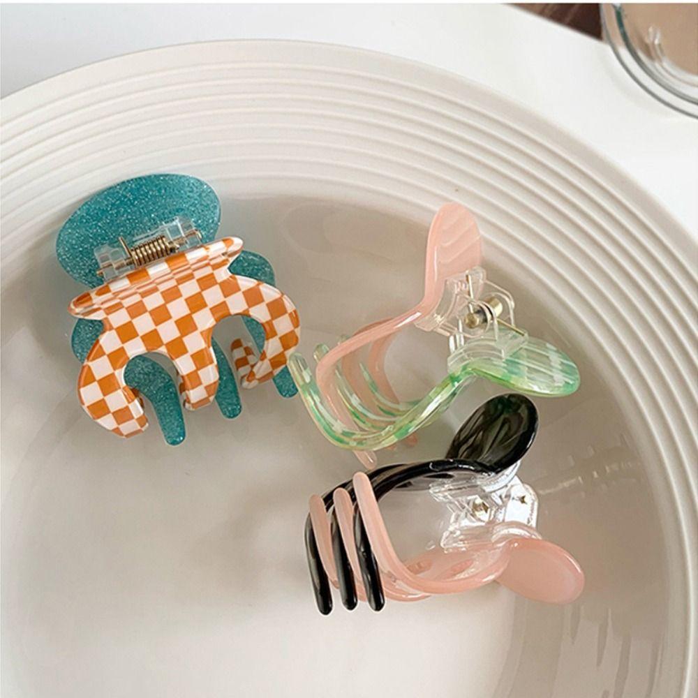 

Lattice Hair Clips Green Pink Claw Clips Headwear Hair Barrettes for Women College
