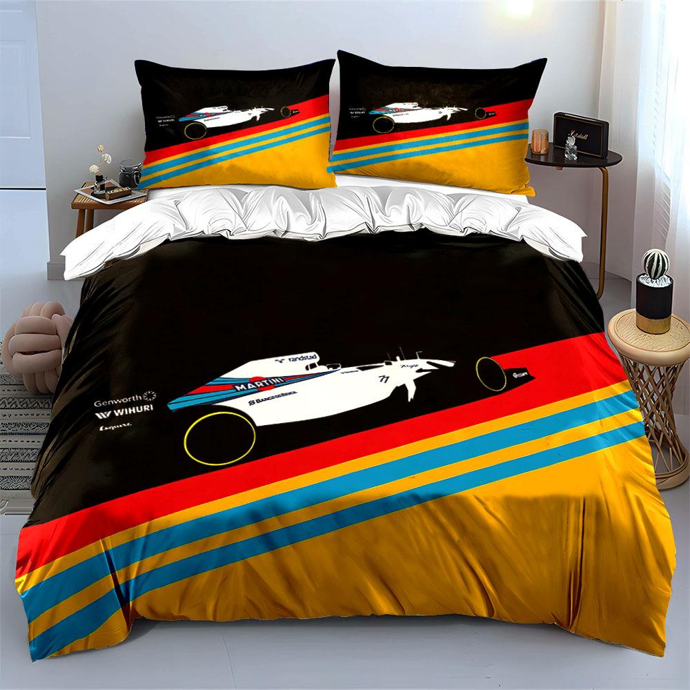 Racing Car Graphic Print Bedding Duvet Cover Set Duvet Cover Pillowcases  (1*Duvet Cover 2*Pillowcases, Without Duvet Insert)