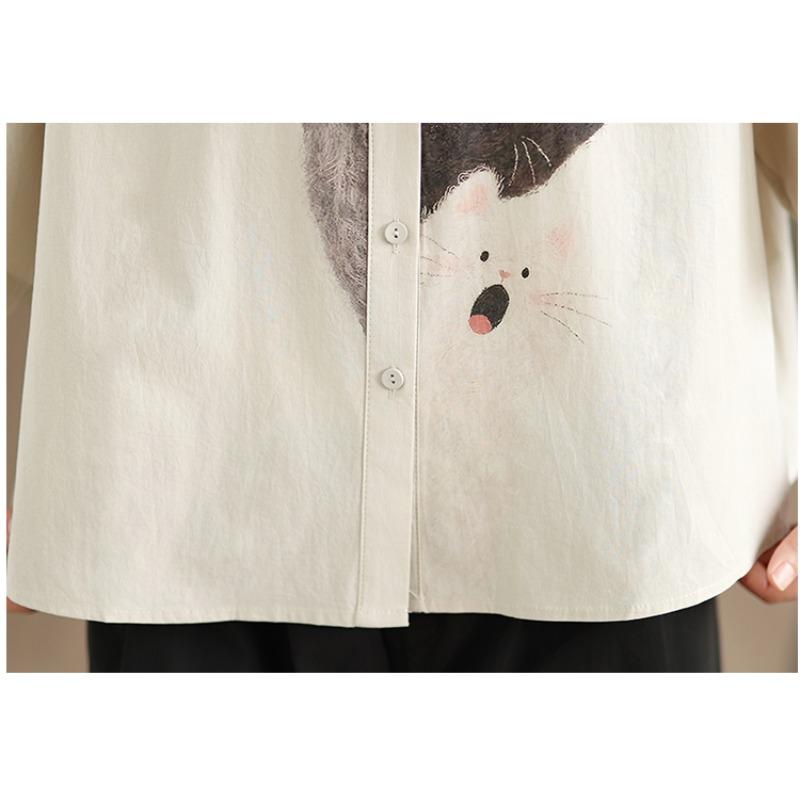 DIMANAF 2026 Women Plus Size New Summer Blouse Shirt Short Sleeve Cotton Print Casual Loose Lady Tops Shirts